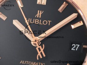 Classic Fusion 38mm RG JJF 1:1 Best Edition Black Dial on Black Gummy Leather Strap - Image 9