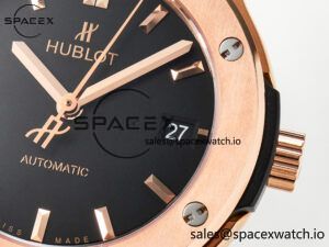 Classic Fusion 38mm RG JJF 1:1 Best Edition Black Dial on Black Gummy Leather Strap - Image 10