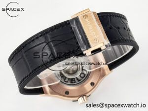 Classic Fusion 38mm RG JJF 1:1 Best Edition Black Dial on Black Gummy Leather Strap - Image 15