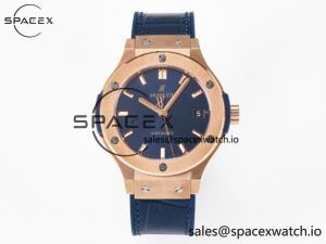 Classic Fusion 38mm RG JJF 1:1 Best Edition Blue Dial on Blue Gummy Leather Strap