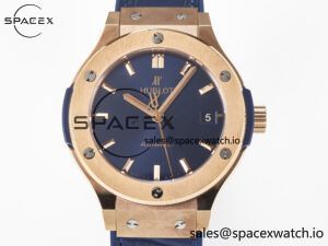 Classic Fusion 38mm RG JJF 1:1 Best Edition Blue Dial on Blue Gummy Leather Strap - Image 2