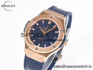 Classic Fusion 38mm RG JJF 1:1 Best Edition Blue Dial on Blue Gummy Leather Strap - Image 4