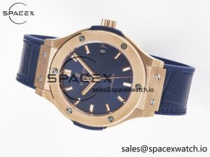 Classic Fusion 38mm RG JJF 1:1 Best Edition Blue Dial on Blue Gummy Leather Strap - Image 8