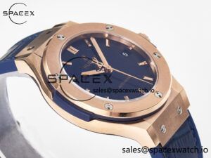 Classic Fusion 38mm RG JJF 1:1 Best Edition Blue Dial on Blue Gummy Leather Strap - Image 6