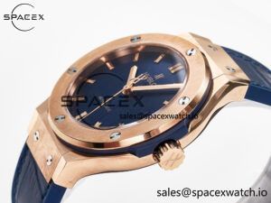 Classic Fusion 38mm RG JJF 1:1 Best Edition Blue Dial on Blue Gummy Leather Strap - Image 5