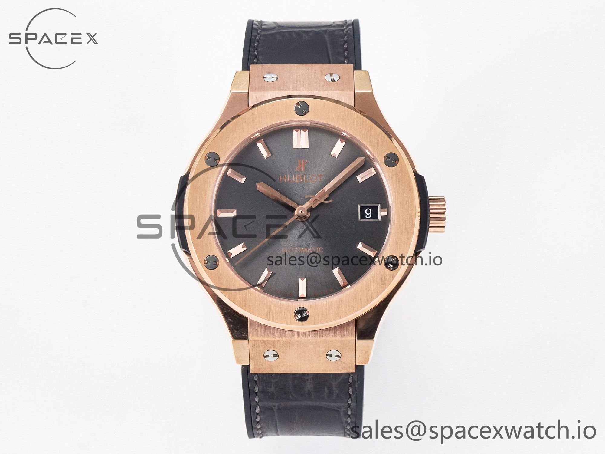 IMG_9004 拷贝 Classic Fusion 38mm RG JJF 1:1 Best Edition Gray Dial on Black Gummy Leather Strap - Image 1