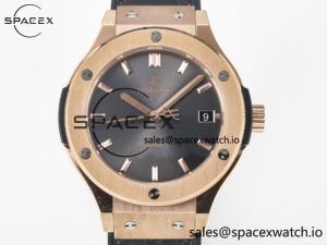 Classic Fusion 38mm RG JJF 1:1 Best Edition Gray Dial on Black Gummy Leather Strap - Image 2