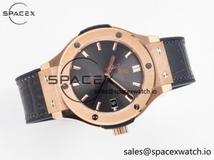 Classic Fusion 38mm RG JJF 1:1 Best Edition Gray Dial on Black Gummy Leather Strap - Image 8