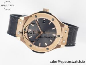 Classic Fusion 38mm RG JJF 1:1 Best Edition Gray Dial on Black Gummy Leather Strap - Image 7