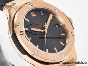 Classic Fusion 38mm RG JJF 1:1 Best Edition Gray Dial on Black Gummy Leather Strap - Image 3