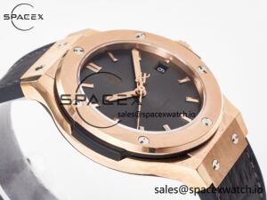 Classic Fusion 38mm RG JJF 1:1 Best Edition Gray Dial on Black Gummy Leather Strap - Image 6
