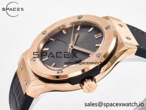 Classic Fusion 38mm RG JJF 1:1 Best Edition Gray Dial on Black Gummy Leather Strap - Image 5