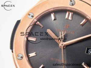 Classic Fusion 38mm RG JJF 1:1 Best Edition Gray Dial on Black Gummy Leather Strap - Image 11