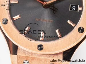 Classic Fusion 38mm RG JJF 1:1 Best Edition Gray Dial on Black Gummy Leather Strap - Image 12