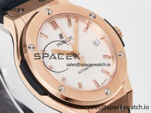 Classic Fusion 38mm RG JJF 1:1 Best Edition White Dial on Black Gummy Leather Strap - Image 3