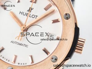 Classic Fusion 38mm RG JJF 1:1 Best Edition White Dial on Black Gummy Leather Strap - Image 10