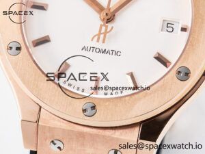 Classic Fusion 38mm RG JJF 1:1 Best Edition White Dial on Black Gummy Leather Strap - Image 12