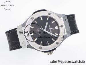 Classic Fusion 38mm SS JJF 1:1 Best Edition Gray Dial on Black Gummy Leather Strap - Image 8