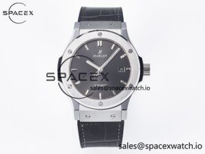 Classic Fusion 42mm SS JJF 1:1 Best Edition Gray Dial on Black Gummy Leather Strap