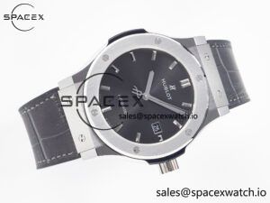 Classic Fusion 42mm SS JJF 1:1 Best Edition Gray Dial on Black Gummy Leather Strap - Image 8