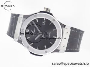 Classic Fusion 42mm SS JJF 1:1 Best Edition Gray Dial on Black Gummy Leather Strap - Image 7