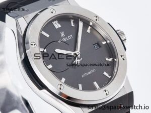 Classic Fusion 42mm SS JJF 1:1 Best Edition Gray Dial on Black Gummy Leather Strap - Image 3