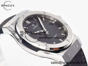 Classic Fusion 42mm SS JJF 1:1 Best Edition Gray Dial on Black Gummy Leather Strap - Image 6