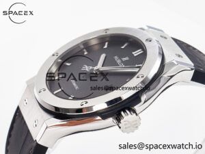 Classic Fusion 42mm SS JJF 1:1 Best Edition Gray Dial on Black Gummy Leather Strap - Image 5