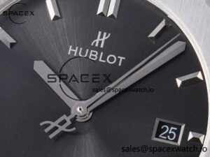 Classic Fusion 42mm SS JJF 1:1 Best Edition Gray Dial on Black Gummy Leather Strap - Image 9