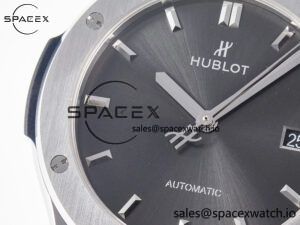 Classic Fusion 42mm SS JJF 1:1 Best Edition Gray Dial on Black Gummy Leather Strap - Image 11
