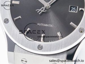 Classic Fusion 42mm SS JJF 1:1 Best Edition Gray Dial on Black Gummy Leather Strap - Image 12