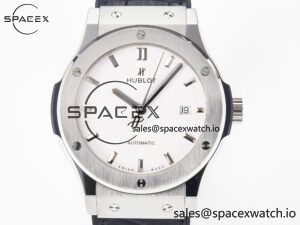 Classic Fusion 42mm SS JJF 1:1 Best Edition White Dial on Black Gummy Leather Strap - Image 2