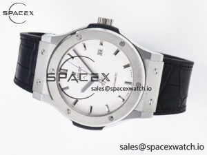 Classic Fusion 42mm SS JJF 1:1 Best Edition White Dial on Black Gummy Leather Strap - Image 7