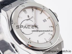Classic Fusion 42mm SS JJF 1:1 Best Edition White Dial on Black Gummy Leather Strap - Image 3