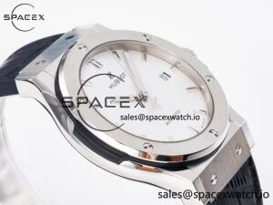 Classic Fusion 42mm SS JJF 1:1 Best Edition White Dial on Black Gummy Leather Strap - Image 6