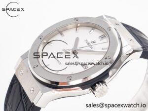 Classic Fusion 42mm SS JJF 1:1 Best Edition White Dial on Black Gummy Leather Strap - Image 5
