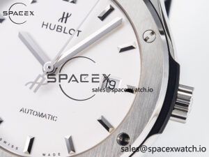 Classic Fusion 42mm SS JJF 1:1 Best Edition White Dial on Black Gummy Leather Strap - Image 10