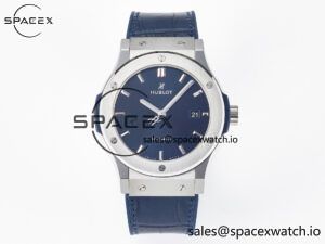 Classic Fusion 42mm SS JJF 1:1 Best Edition Blue Dial on Blue Gummy Leather Strap