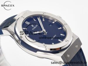 Classic Fusion 42mm SS JJF 1:1 Best Edition Blue Dial on Blue Gummy Leather Strap - Image 6