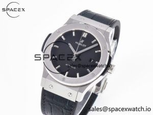 Classic Fusion 42mm SS JJF 1:1 Best Edition Black Dial on Black Gummy Leather Strap - Image 4