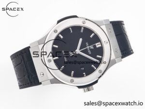 Classic Fusion 42mm SS JJF 1:1 Best Edition Black Dial on Black Gummy Leather Strap - Image 8