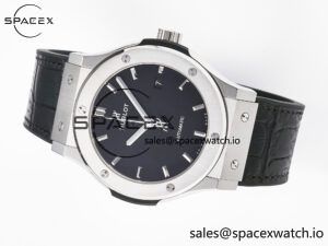 Classic Fusion 42mm SS JJF 1:1 Best Edition Black Dial on Black Gummy Leather Strap - Image 7