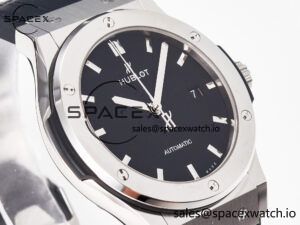 Classic Fusion 42mm SS JJF 1:1 Best Edition Black Dial on Black Gummy Leather Strap - Image 3