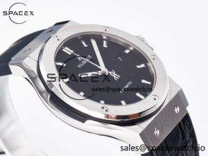 Classic Fusion 42mm SS JJF 1:1 Best Edition Black Dial on Black Gummy Leather Strap - Image 6