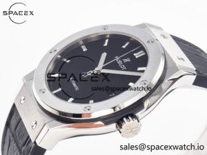 Classic Fusion 42mm SS JJF 1:1 Best Edition Black Dial on Black Gummy Leather Strap - Image 5
