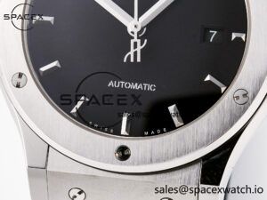 Classic Fusion 42mm SS JJF 1:1 Best Edition Black Dial on Black Gummy Leather Strap - Image 12