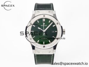 Classic Fusion 42mm SS JJF 1:1 Best Edition Green Dial on Green Gummy Leather Strap
