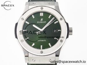 Classic Fusion 42mm SS JJF 1:1 Best Edition Green Dial on Green Gummy Leather Strap - Image 2