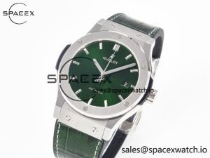 Classic Fusion 42mm SS JJF 1:1 Best Edition Green Dial on Green Gummy Leather Strap - Image 4