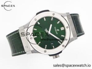 Classic Fusion 42mm SS JJF 1:1 Best Edition Green Dial on Green Gummy Leather Strap - Image 8